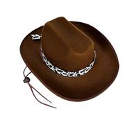 Whimsical Cow Print Detailing Kids Cosplay Headwear Breathable Adjustable Fit Photo Props Wool Cowboy Hats For Boys And Girls