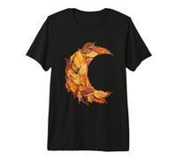 Whimsical Crescent Moon with Autumn Leaves Fall Foliage Premium T-Shirt