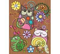 Whimsical Cute Cat and Flower Doodle Art Notebook | Lined Journal for Daily Notes, School, Work & Creative Ideas | 110 Pages