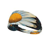 Whimsical Daisy Print Non-Slip Elastic Running Headband, Sweat Absorbing Stretchy Hair Bands For Gym Yoga, Soft Skin-Friendly Foldable Workout Headband