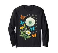 Whimsical Dandelion & Butterfly Floral Design Shapes Mania Long Sleeve T-Shirt