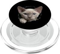 Whimsical Devon Rex Cat Blue Eyes Peeking Through PopSockets PopGrip for MagSafe