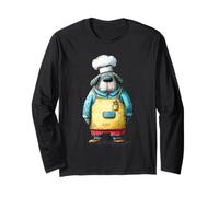 Whimsical Dog Chef Culinary Cook Illustration Long Sleeve T-Shirt