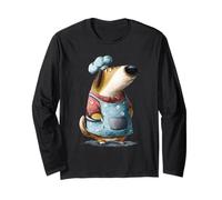 Whimsical Dog Chef Culinary Cook Illustration Long Sleeve T-Shirt