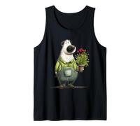 Whimsical Dog Gardener Holding Potted Plant Tank Top