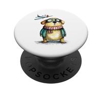 Whimsical Dog Pilot Flying Adventure Design PopSockets Adhesive PopGrip