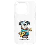 Whimsical Dog Playing Bone Guitar Art Case for iPhone 15 Pro