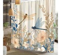 Whimsical Dragonfly and Floral Fusion Shower Curtain - Artistic Bath Decor Long Bathtub Curtains for Bath Tub Shower Stall(183x244cm/72x96in(WxH)