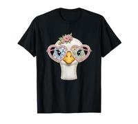 Whimsical Duck Cute Animal Heart-Shaped Glasses Design T-Shirt