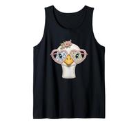 Whimsical Duck Cute Animal Heart-Shaped Glasses Design Tank Top