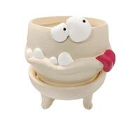 Whimsical Face Flower Pot, Funny Resin Head Planter, 4.4x4.33x3.9in Succulents Holder with Drainage Hole, Sculpted Portrait Vase, Home Ornament with Artistic Style, Desktop Decor for Office & Balcony