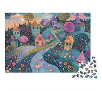 Whimsical Fantasy Village 1000Pc Jigsaw PuzzleWhimsical Garden with Hidden Faces - Family Puzzle Game for Adults And Kids70x50cm/1000pcs