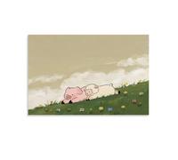 Whimsical Farm Animal Wall Art Sweet Pig And Sheep on Meadow Poster for Nursery Toddler Bedroom Or Baby Room Decor Peaceful Pastoral Animal Print Kids Gallery Walls Gift 20x30inch(50x75cm) Unframed