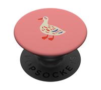 Whimsical Farm Goose Folk Art Design on Pink PopSockets Adhesive PopGrip