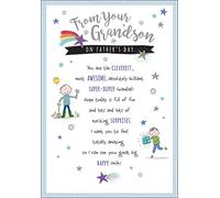 Whimsical Father's Day Card Father's Day From Grandson - 9 x 6 inches - Piccadilly Greetings
