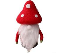 Whimsical felt mushroom Christmas pendants crafted from soft wool for lightweight hanging, adding festive charm to tree decorations (E)