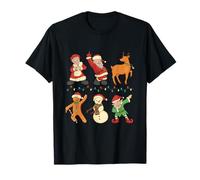 Whimsical Festive Design Santa Reindeer Snowman Gingerbread T-Shirt