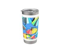 Whimsical Floating Multicolored Umbrellas Stainless Steel Insulated Tumbler