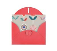 Whimsical Floral Print Shimmer Blank Greeting Cards with Envelopes, Elegant DIY Invitations,Thank You Notes
