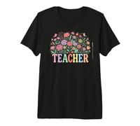 Whimsical Floral Teacher Apple Crayon Design Premium T-Shirt