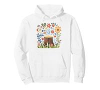 Whimsical Floral Tree Stump Garden Nature Art Pullover Hoodie