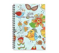 Whimsical Flowers 2026 Diary A5 To Do List Notebook Diary Book Mens Planner 2026 Journal for Exercise Week To View Monthly Year Planner with Dotted Line Note Page Slim