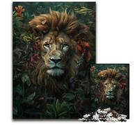 Whimsical Flowers Lion Adult Jigsaw Puzzles 1000 Pieces Challenging Puzzles for Mother'S Day, Birthdays, Christmas 26X38CM/10.23x14.96inch