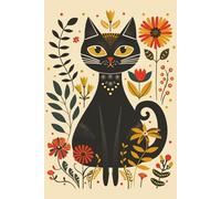 Whimsical Folk Art Cat Lined Notebook - A charming 6×9 lined journal with 120 pages for notes, journaling, and everyday writing