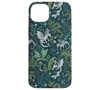 Whimsical Forest Dragon & Fern Botanical Floral Fantasy Case for iPhone 15 Plus