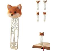 Whimsical Forest-Friends Bookmark Collection - Handmade Animal Bookmarks with Cute Felt Deer Head, Fox, Squirrel, Mouse, Decorative Page Marker for Reading (Fox)