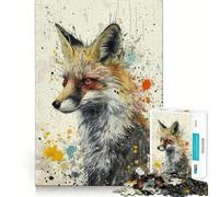 Whimsical Fox Art Jigsaw Puzzles 1000 Pieces Focus Boost Fun Laser Cut for Flawless Fit Bonding Activity for Loved Ones (38x26cm)