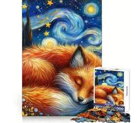 Whimsical Fox Starry Night 1000 Piece Jigsaws for Adults Puzzle Memory Power Serene Activity Seamless Fit Holiday Present (38x52cm)