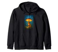 Whimsical Fox Under Mushroom Canopy Zip Hoodie