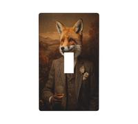 Whimsical Fox Wearing A Victorian Tweed Suit Light Switch Cover Decorative Single Toggle 1 Gang Wall Plate for Kitchen Farmhouse Bedroom Bathroom Art Decor