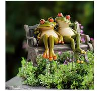 Whimsical Frog Couple Bench Garden Ornament, Romantic Frogs Couple Statues Frog Decor Garden Statue Decor Outside Outdoor Frog Statue For Garden Lawn Courtyard (A)