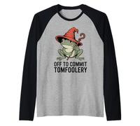 Whimsical Frog Wizard Off to Commit Tom Foolery Frog Meme Raglan Baseball Tee