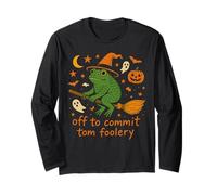 Whimsical Frog Wizard - Off to Commit Tomfoolery Funny Cute Long Sleeve T-Shirt