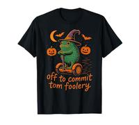 Whimsical Frog Wizard - Off to Commit Tomfoolery Funny Cute T-Shirt