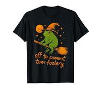 Whimsical Frog Wizard - Off to Commit Tomfoolery Funny Cute T-Shirt