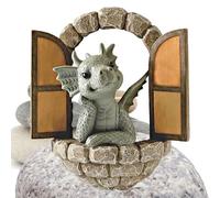 Whimsical Garden Dragon Figurine - Reading Book, 170 Gram Heavy Dinosaur Statue, Cute Butterfly Sculpture, Weatherproof Resin Ornament | Cute Lawn Artwork for Men and Women