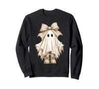 Whimsical Ghost Burlap Bow Halloween Spooky Sweatshirt