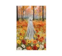 Whimsical Ghosts in A Flower Field - Holiday Decor Print Canvas Poster Bedroom Decor Landscape Office Room Decor Gift 24x36inch(60x90cm)