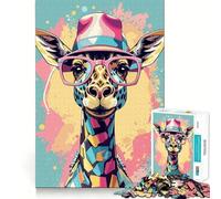 Whimsical Giraffe Pastel 1000 Piece Jigsaw Puzzles for Teenagers Recall Fun Play Tight Interlock No Gaps Family Fun Night Activity (38x52cm)