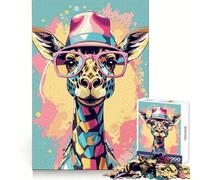 Whimsical Giraffe Pastel Jigsaw Puzzle for Teenagers 1000 Pieces Sharp Recall Quiet Recreation Uniform Cut Unique Xmas Gift (50x75cm)