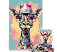 Whimsical Giraffe Pastel Jigsaw Puzzles for Adults 1000 Piece Intellectual Fun Peaceful Hobby Sharp Cut Unique Gift (38x52cm)