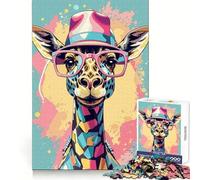 Whimsical Giraffe Pastel Puzzle for Adults 1000 Pieces Brain Capacity Tranquil Pastime Secure Lock Creative Gift (38x26cm)