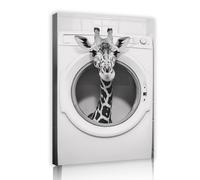 Whimsical Giraffe Washing Machine Canvas Wall Art Playful Animal Poster Modern Artwork Print for Living Room Bedroom Office Home Decor 35x55cm Innerframe