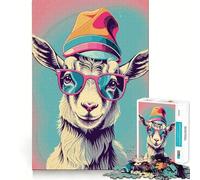 Whimsical Goat Pastel Jigsaw 1000 Pieces Memory Skill Fun Smooth Edge Perfect Interlock Fun-filled Way to Fill Empty Hours (38x52cm)