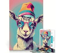 Whimsical Goat Pastel Jigsaw Puzzle1000 Pieces Mind Train Fun Clean Cut Sturdy Components Captivating Leisure for Cozy Indoors (38x26cm)
