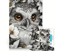 Whimsical Golden Eyed Owl 1000 Piece Adult Puzzles Logic Puzzle Play Precision Cut Smooth Edges for Family Gatherings (38x52cm)